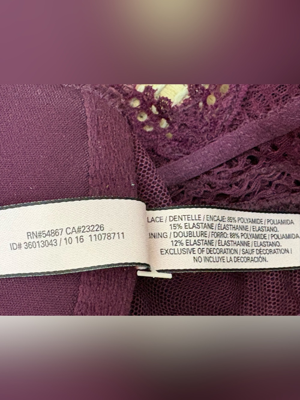 Victoria's Secret Plum Lightly Lined Lace Racerback Bralette | Size M - Picture 7 of 9
